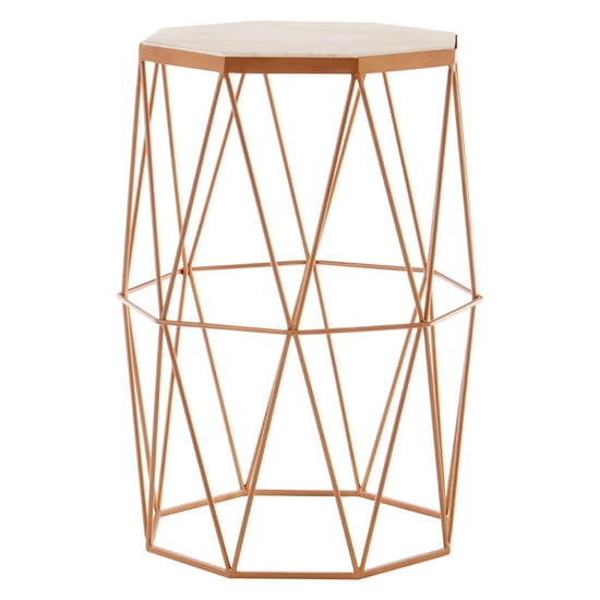 Photo of Shalom octagonal white marble top side table with gold frame