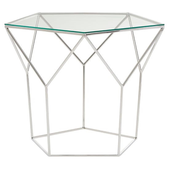Shalom Pentagonal Clear Glass Top Coffee Table With Silver Frame