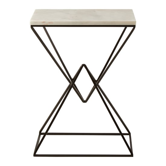 Shalom Rectangular White Marble Top Side Table With Black Base_2