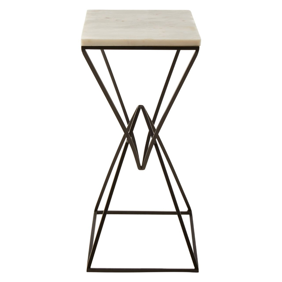 Shalom Rectangular White Marble Top Side Table With Black Base_4