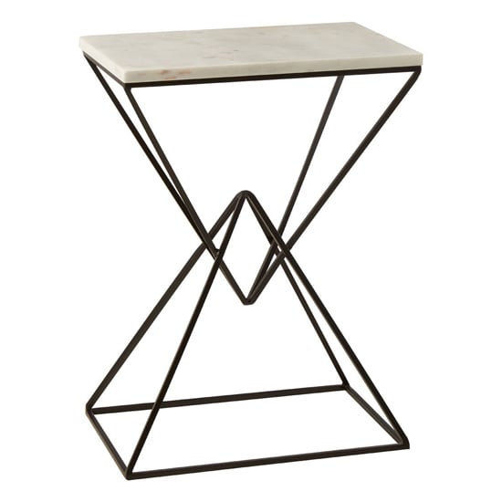 Shalom Rectangular White Marble Top Side Table With Black Base_1
