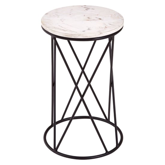 Shalom Round White Marble Top Side Table With Black Cross Frame Furniture In Fashion Shalom Round White Marble Top Side, Marble Side Table Kmart