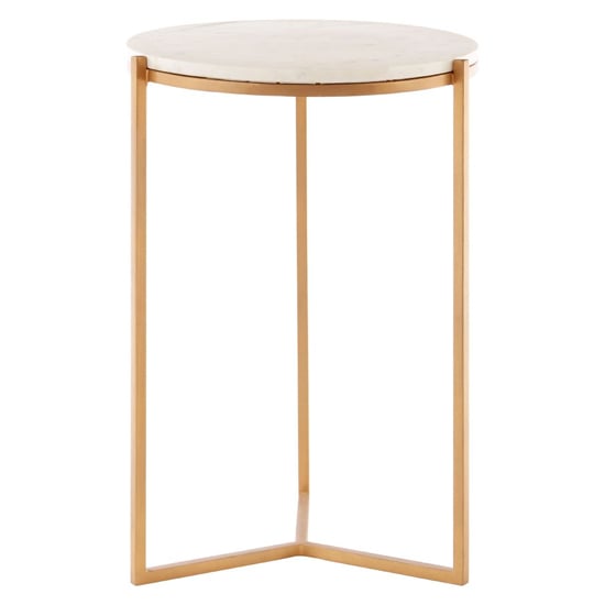 Shalom Round White Marble Top Side Table With Gold Base_1