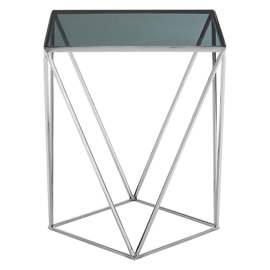 Shalom Square Black Glass Top Side Table With Silver Frame_2