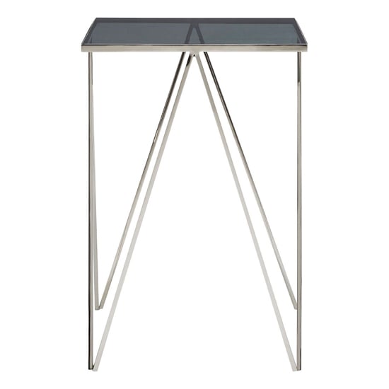 Shalom Square Black Glass Top Side Table With Silver Legs_4