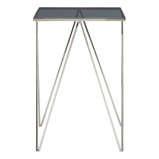 Shalom Square Black Glass Top Side Table With Silver Legs