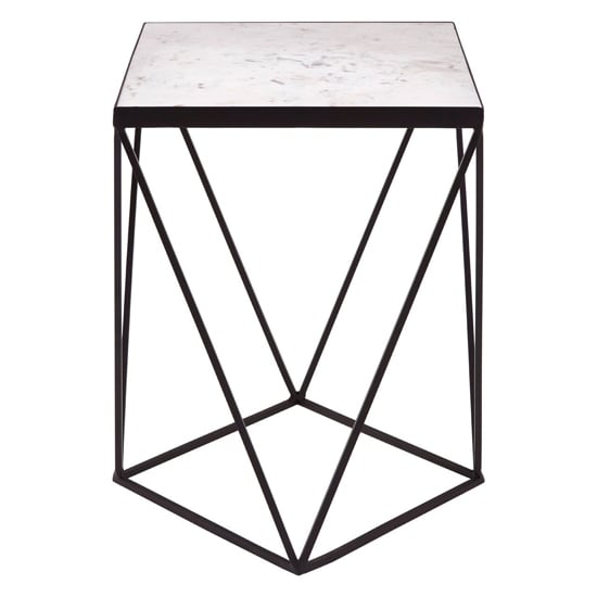 Shalom Square White Marble Top Side Table With Black Frame_2