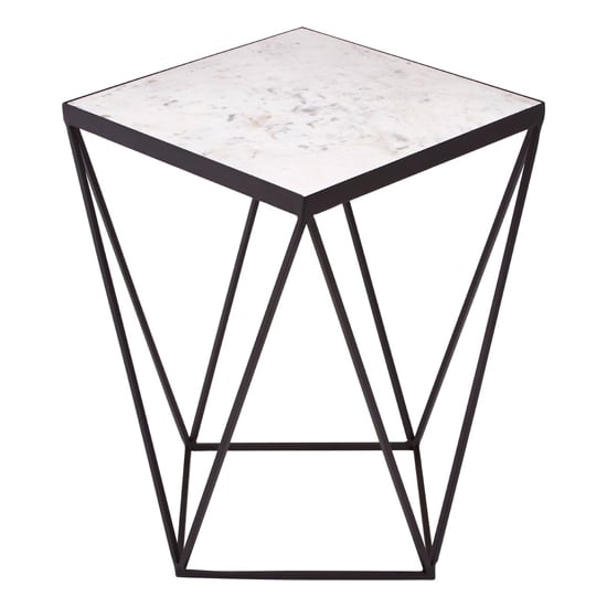 Shalom Square White Marble Top Side Table With Black Frame_1
