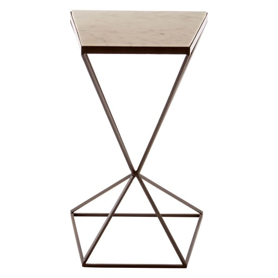 Shalom Trapezoid White Marble Top Side Table With Black Frame_6