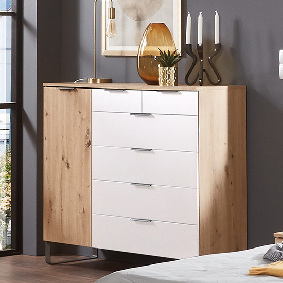 Shanghai Wooden Sideboard In Artisan Oak And White Furniture in Fashion