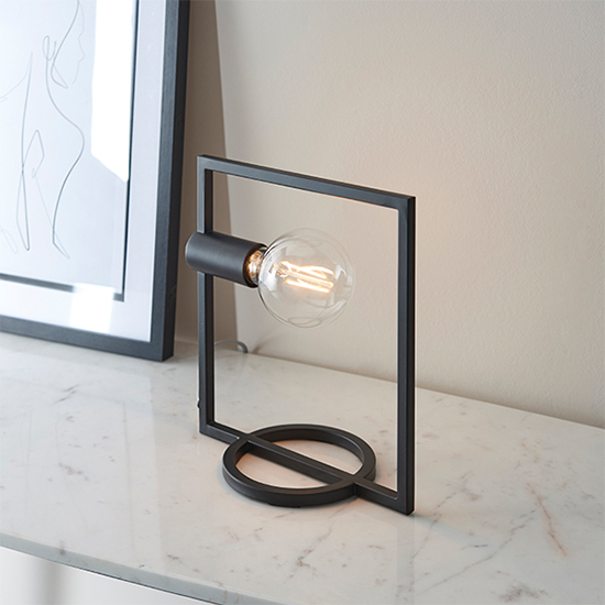 Shape Metal Rectangle Table Lamp In Matt Black_3