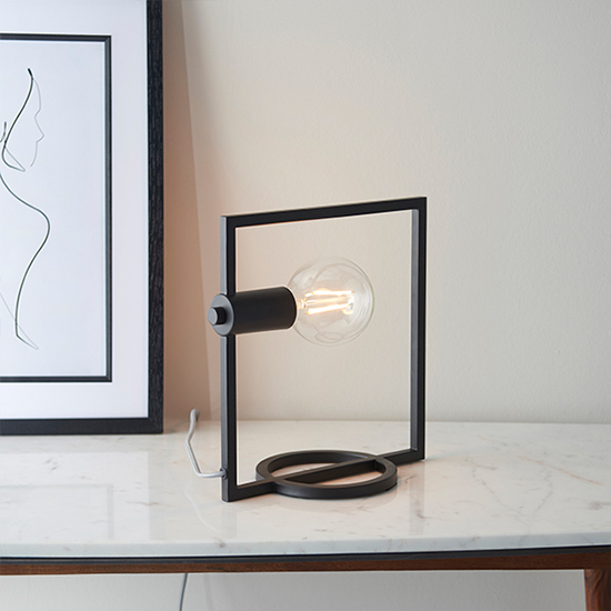 Shape Metal Rectangle Table Lamp In Matt Black_4