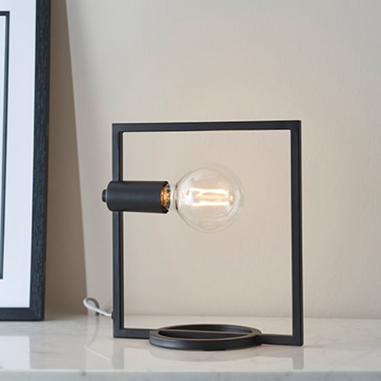 Shape Metal Rectangle Table Lamp In Matt Black