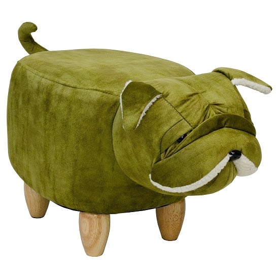 Read more about Shar pei dog shaped pouffe in green finish