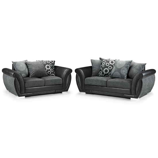 Read more about Sharon fabric 3+2 seater sofa set in black and grey