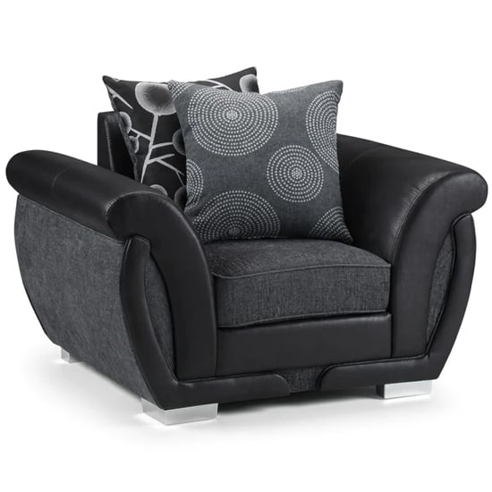 Product photograph of Sharon Fabric Armchair In Black And Grey from Furniture in Fashion