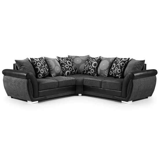 Sharon Fabric Corner Sofa Large In Black And Grey