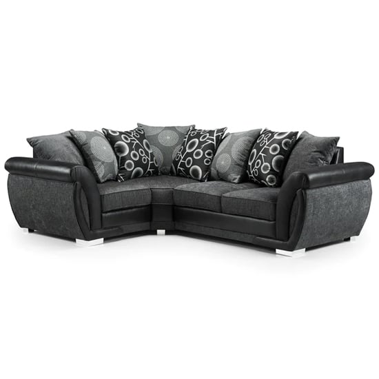 Product photograph of Sharon Fabric Corner Sofa Left Hand In Black And Grey from Furniture in Fashion