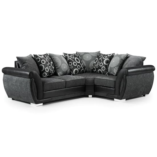 Product photograph of Sharon Fabric Corner Sofa Right Hand In Black And Grey from Furniture in Fashion