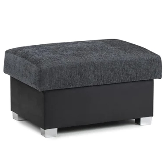 Product photograph of Sharon Fabric Foot Stool In Black And Grey from Furniture in Fashion