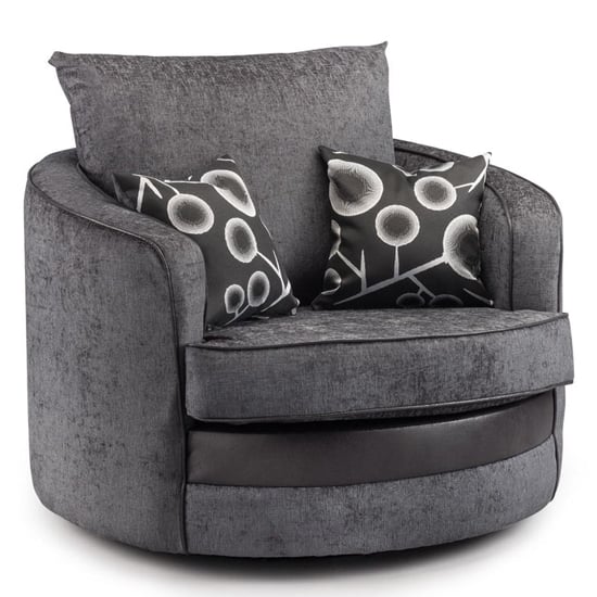 Read more about Sharon fabric swivel armchair in black and grey
