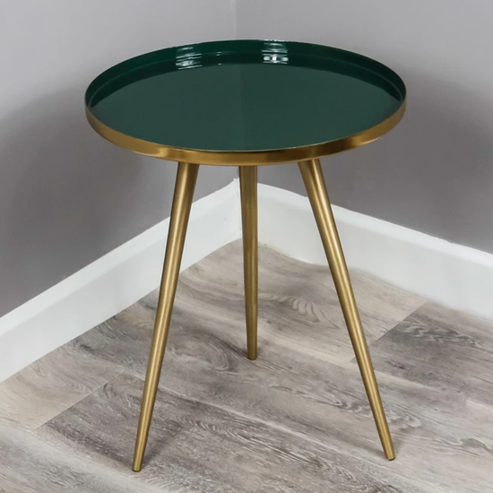 Sharon Green Enamel Top Side Table With Gold Frame_2