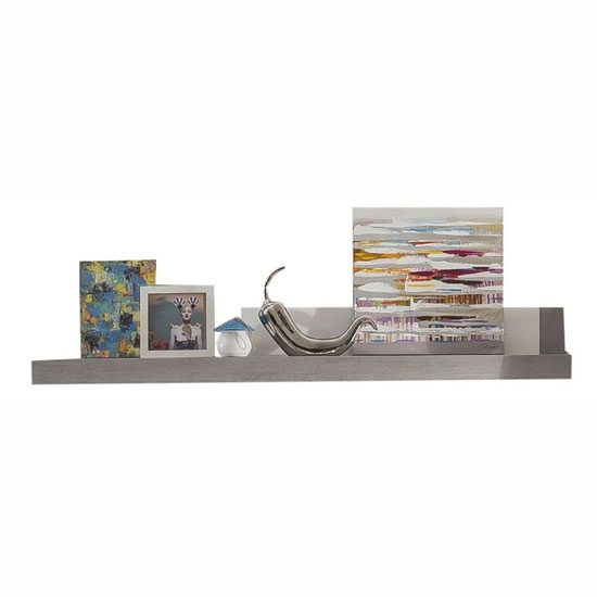 Photo of Parker wall mounted shelf in concrete and white gloss with led