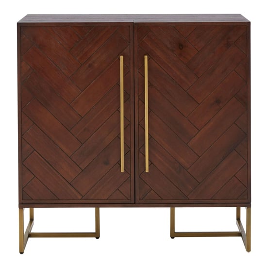 Shaula Wooden Drinks Cabinet With Antique Brass Legs In Brown