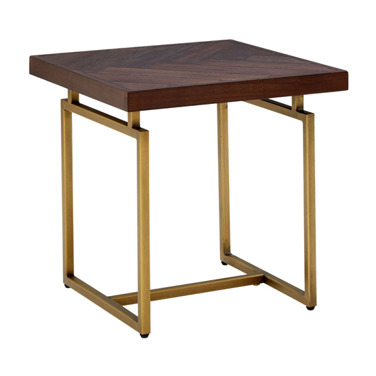 Shaula Wooden Side Table With Antique Brass Legs In Brown