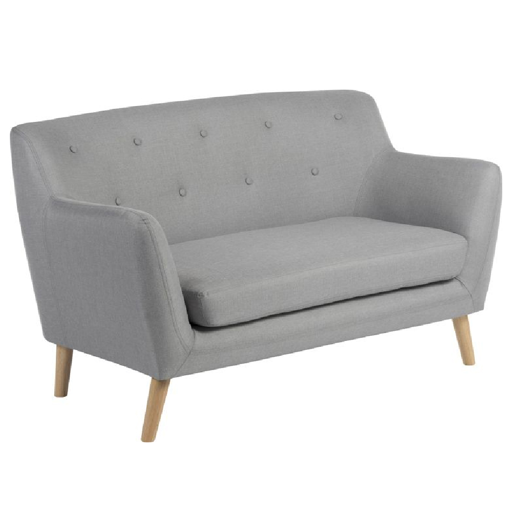 Shawnee Fabric 2 Seater Sofa With Oak Legs In Grey