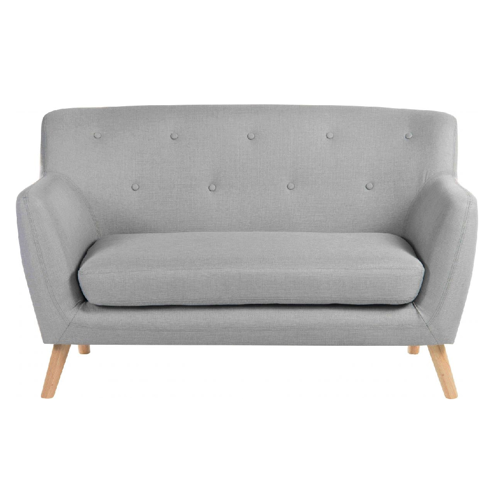 Shawnee Fabric 2 Seater Sofa With Oak Legs In Grey