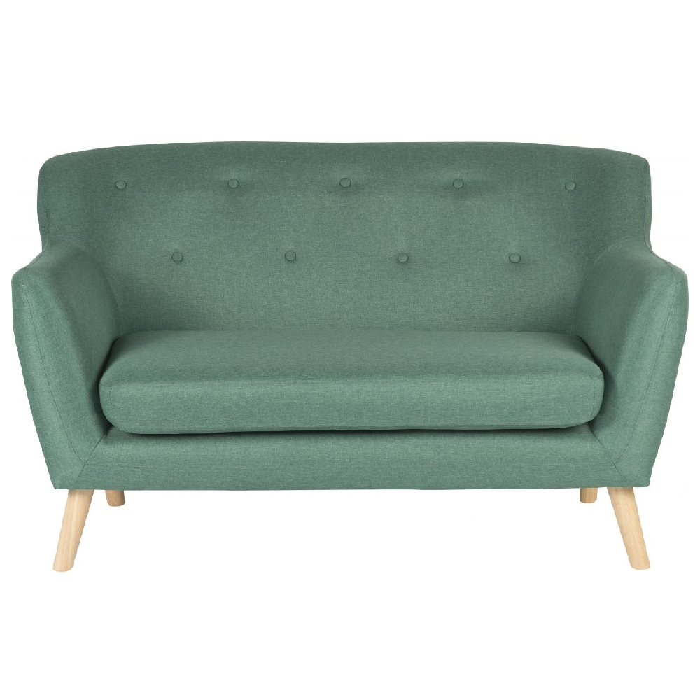Shawnee Fabric 2 Seater Sofa With Oak Legs In Ocean Green