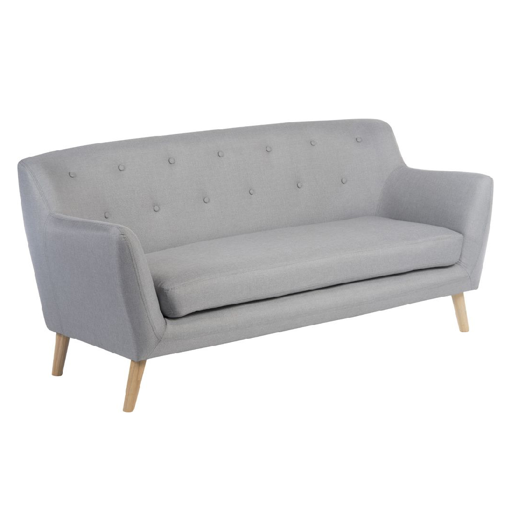 Shawnee Fabric 3 Seater Sofa With Oak Legs In Grey