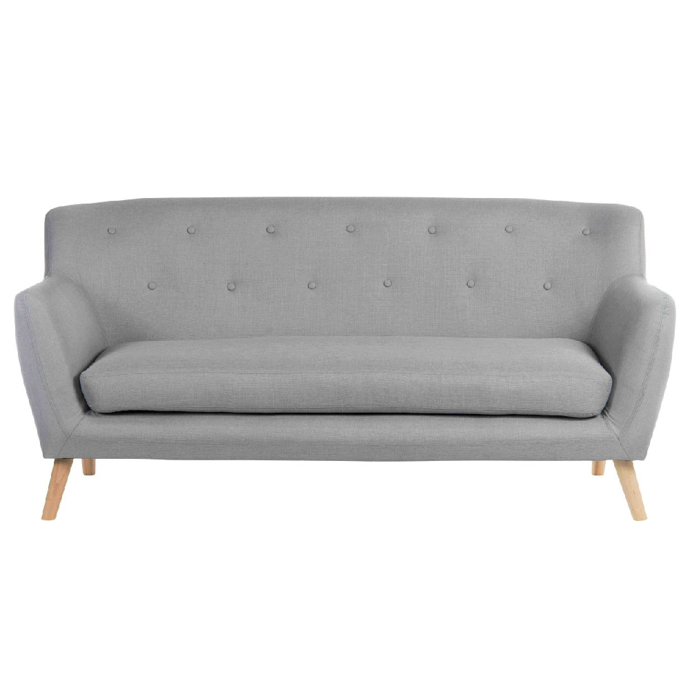 Shawnee Fabric 3 Seater Sofa With Oak Legs In Grey