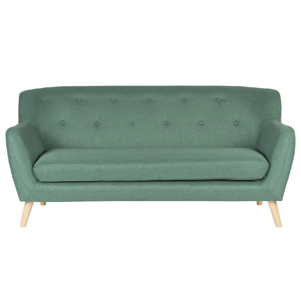 Shawnee Fabric 3 Seater Sofa With Oak Legs In Ocean Green