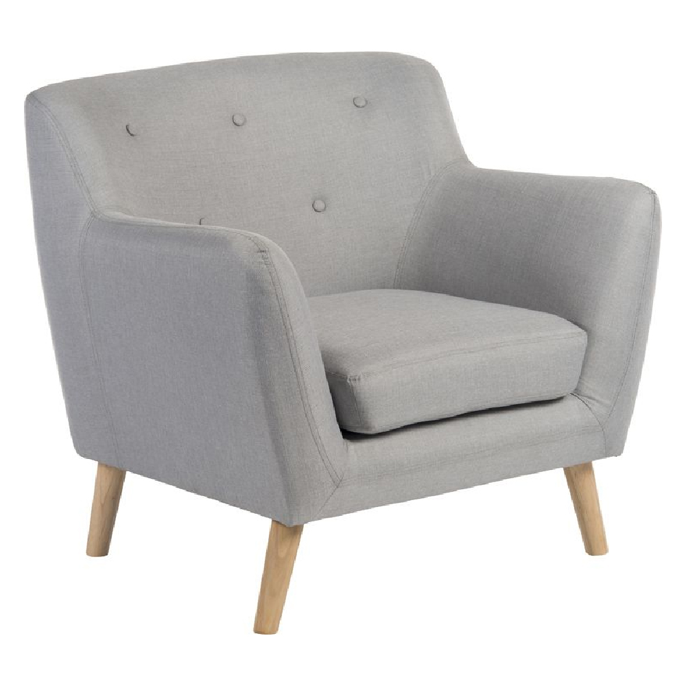 Shawnee Fabric Armchair With Oak Legs In Grey