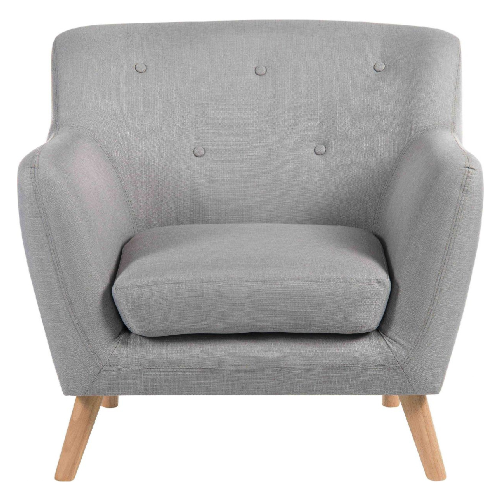 Shawnee Fabric Armchair With Oak Legs In Grey