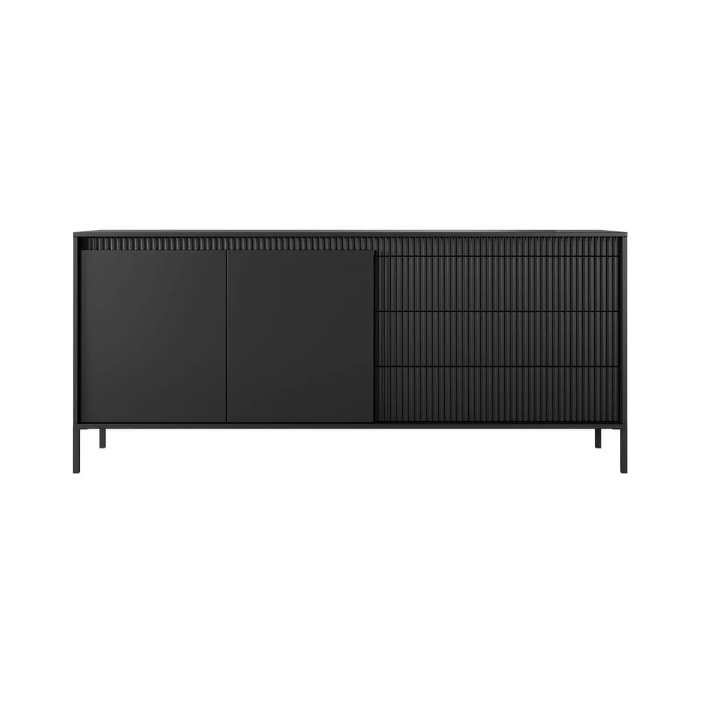 Shawnee Wooden Large Sideboard With 2 Doors 3 Drawers In Black