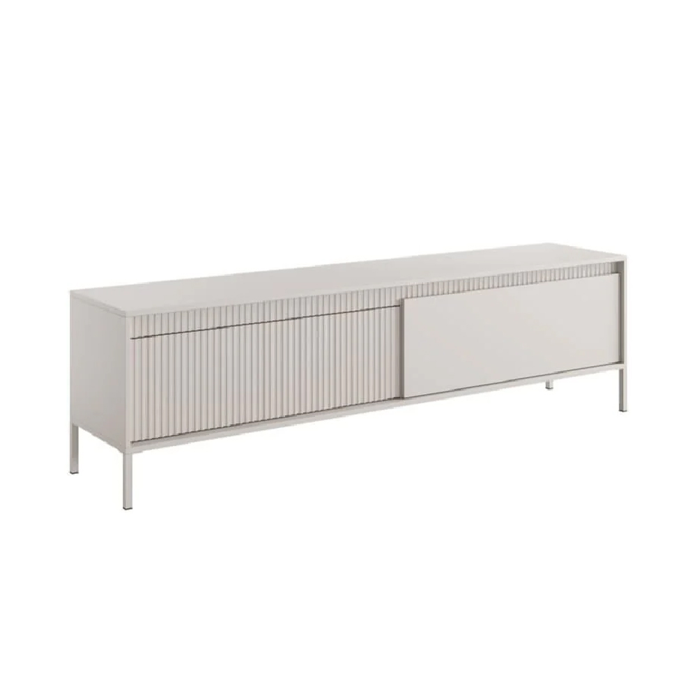 Shawnee Wooden Large TV Stand With 2 Flip Doors In Beige