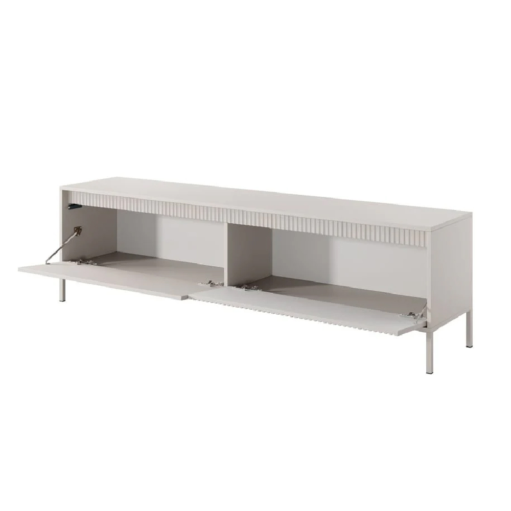 Shawnee Wooden Large TV Stand With 2 Flip Doors In Beige
