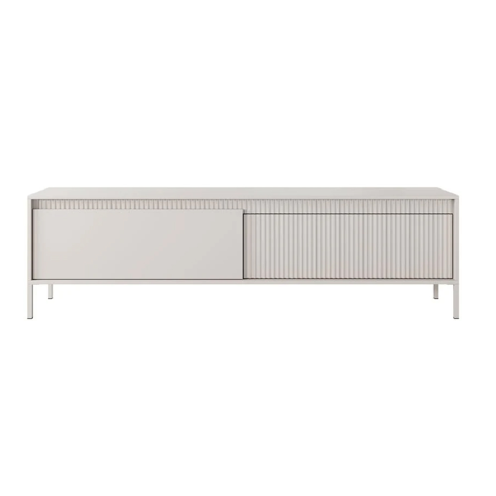 Shawnee Wooden Large TV Stand With 2 Flip Doors In Beige