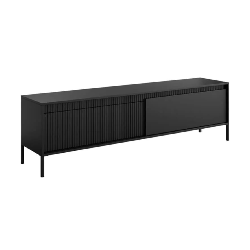 Shawnee Wooden Large TV Stand With 2 Flip Doors In Black