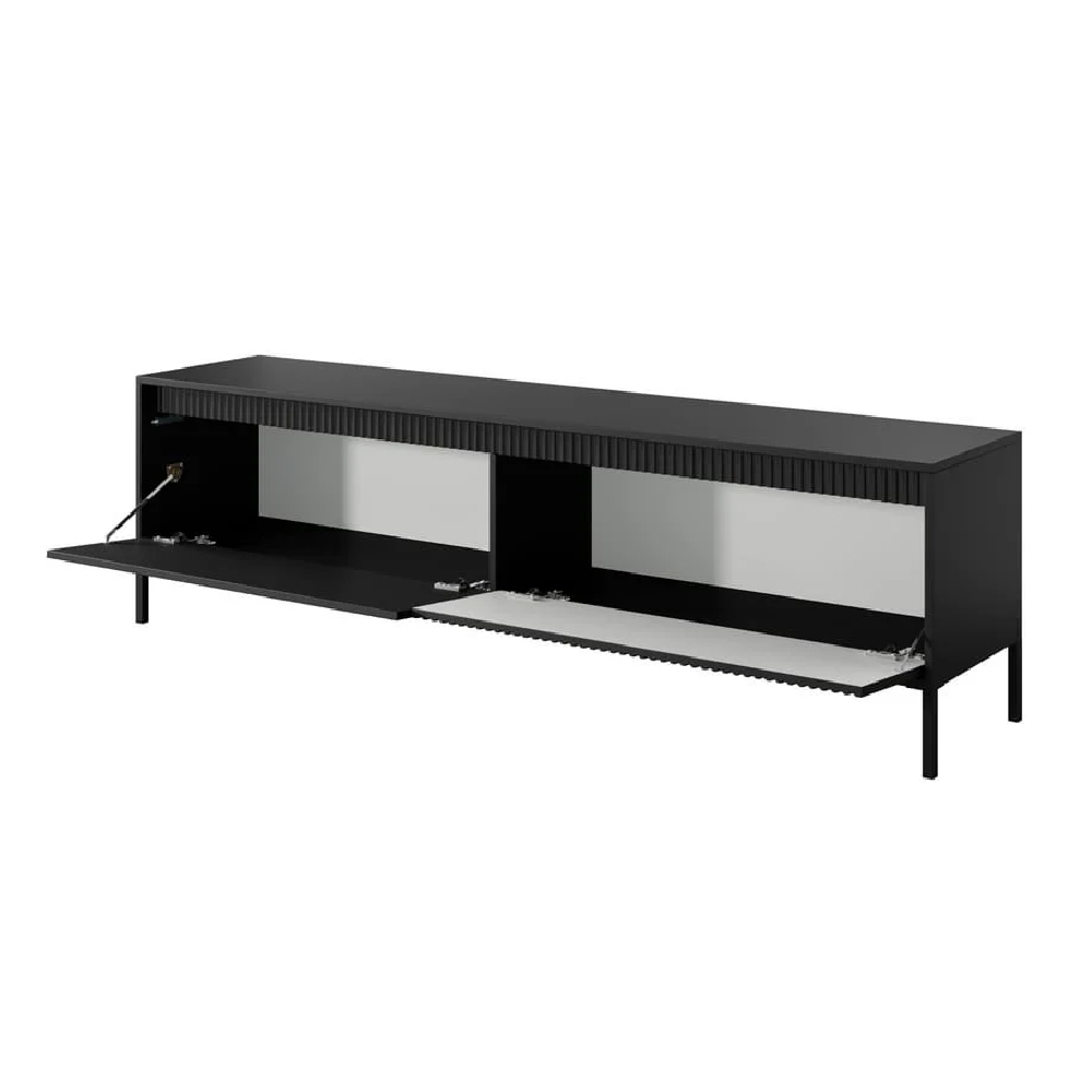 Shawnee Wooden Large TV Stand With 2 Flip Doors In Black