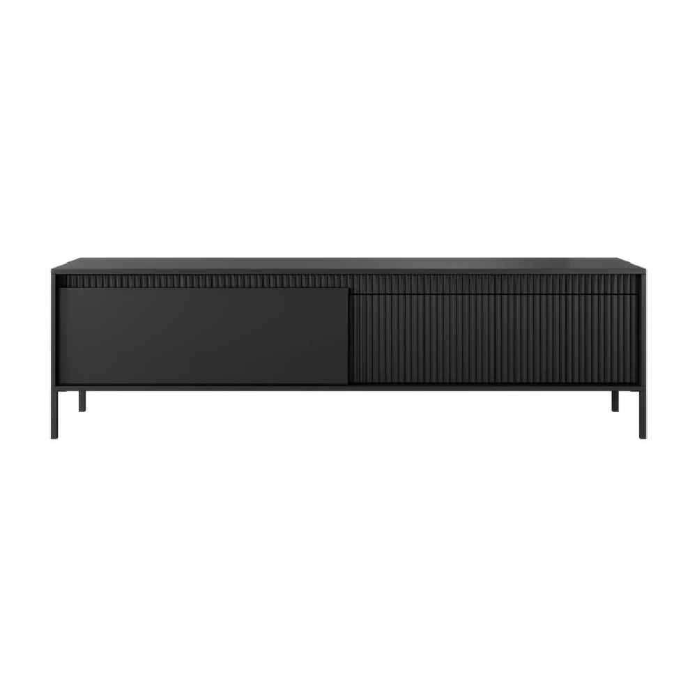 Shawnee Wooden Large TV Stand With 2 Flip Doors In Black