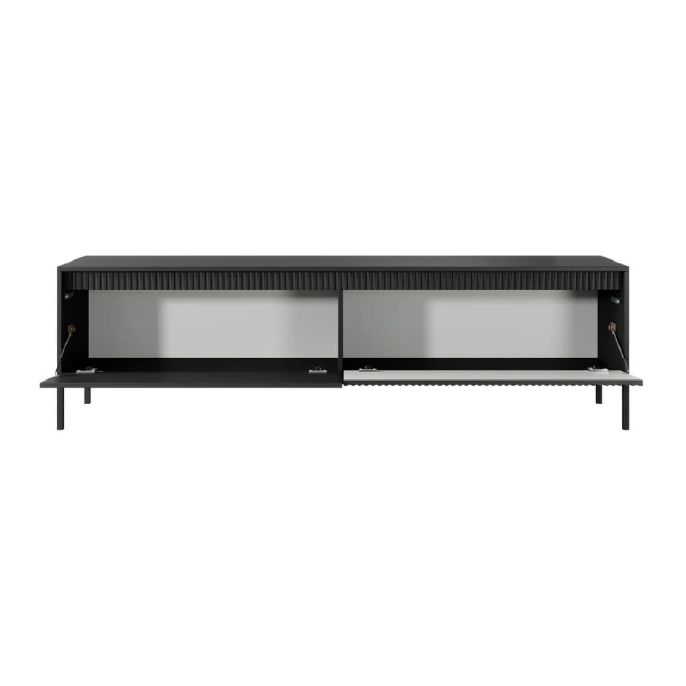 Shawnee Wooden Large TV Stand With 2 Flip Doors In Black