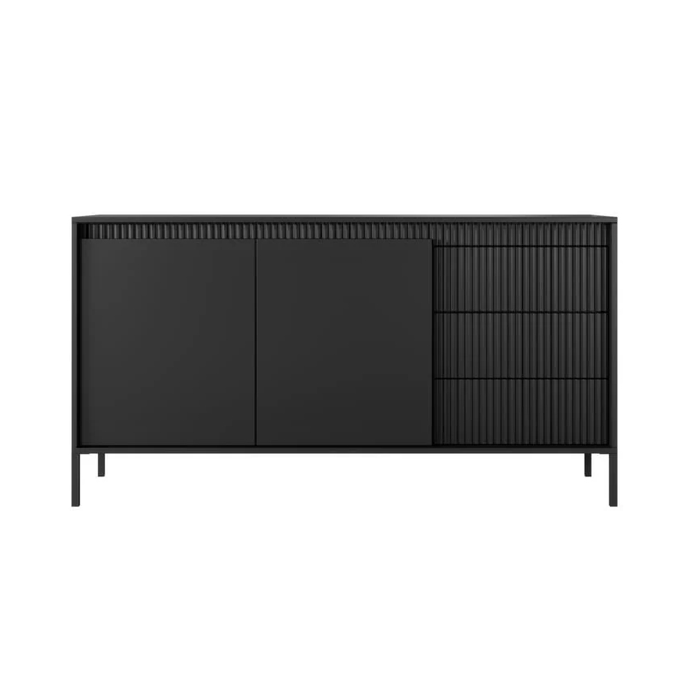Shawnee Wooden Small Sideboard With 2 Doors 3 Drawers In Black
