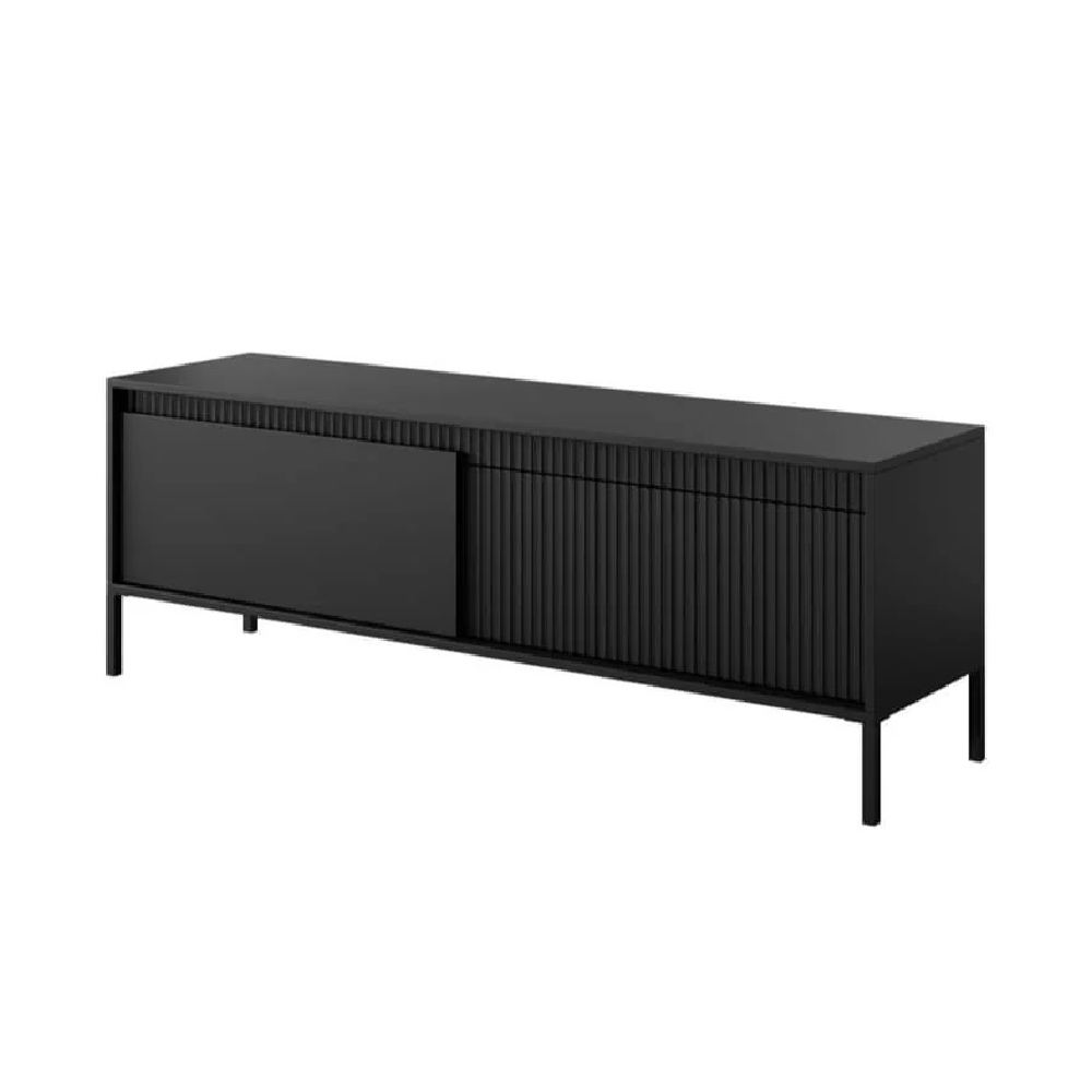 Shawnee Wooden TV Stand With 2 Flip Doors In Black