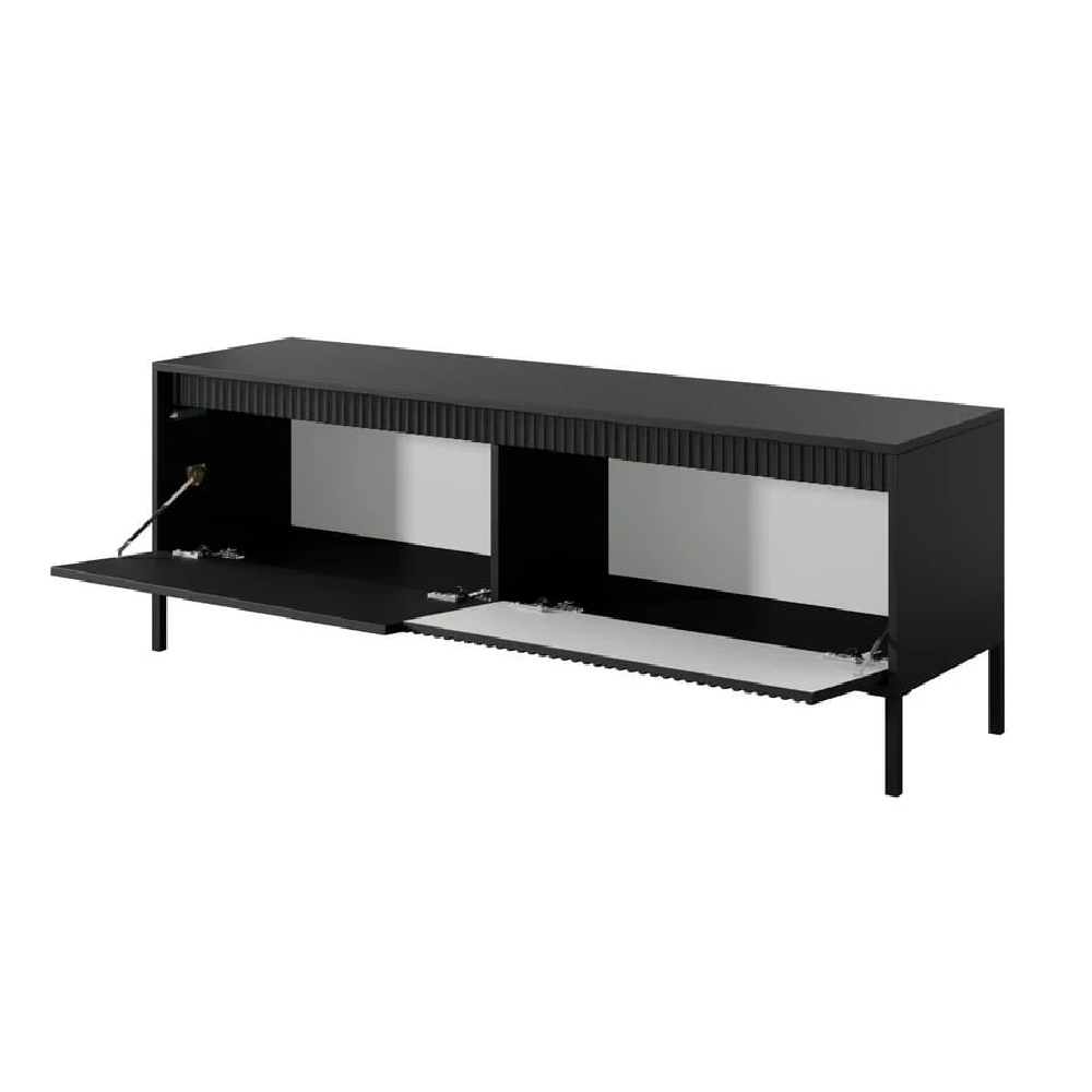 Shawnee Wooden TV Stand With 2 Flip Doors In Black