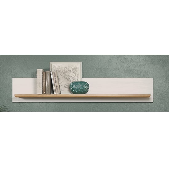 Product photograph of Shazo Wooden Wall Shelf In White Pine And Artisan Oak from Furniture in Fashion