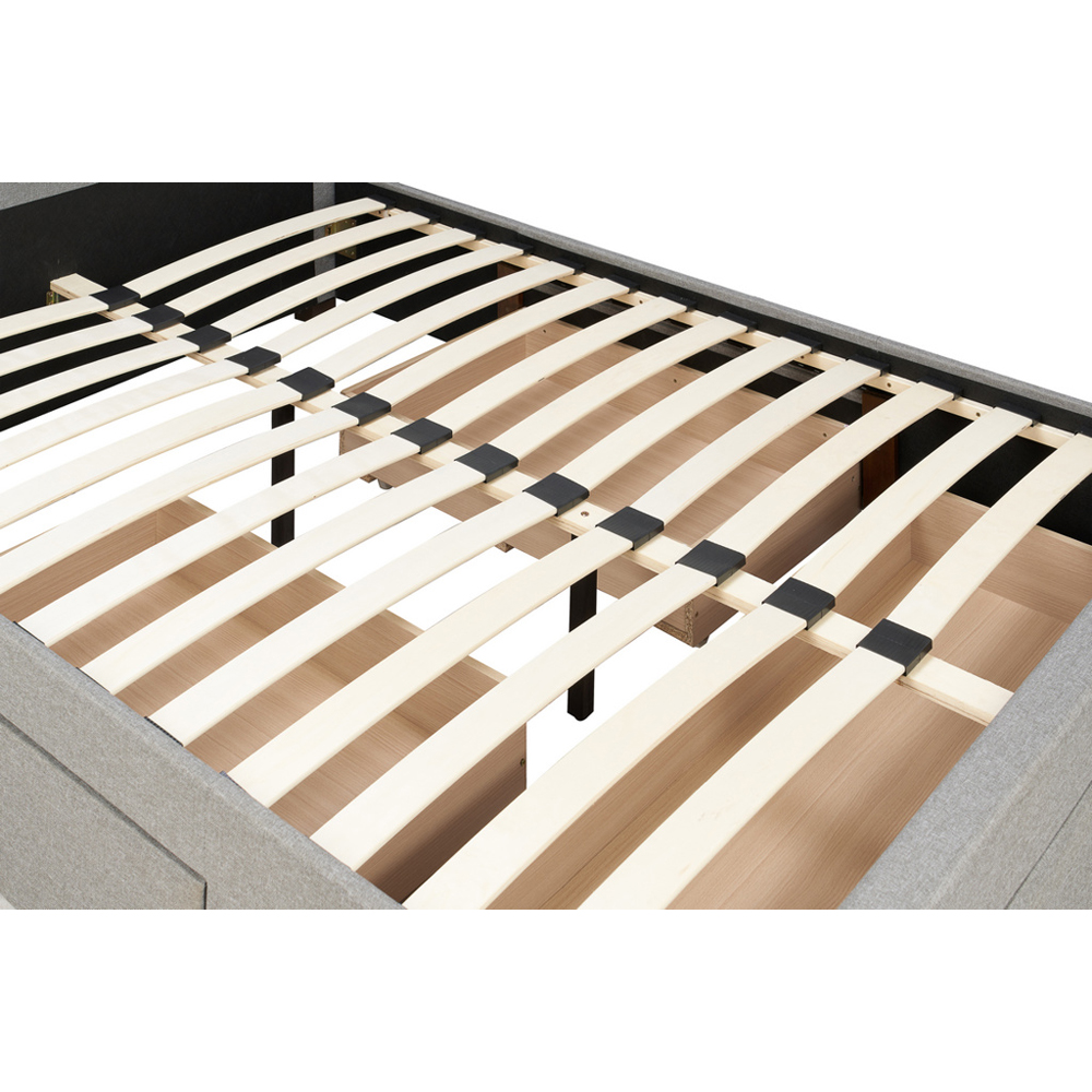 Shelbi Fabric Double Bed With 3 Drawers In Grey